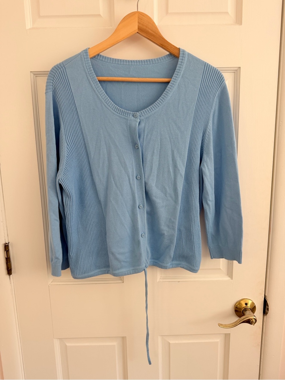 Tommy Hilfiger Light Blue Button-Front Ribbed Cardigan